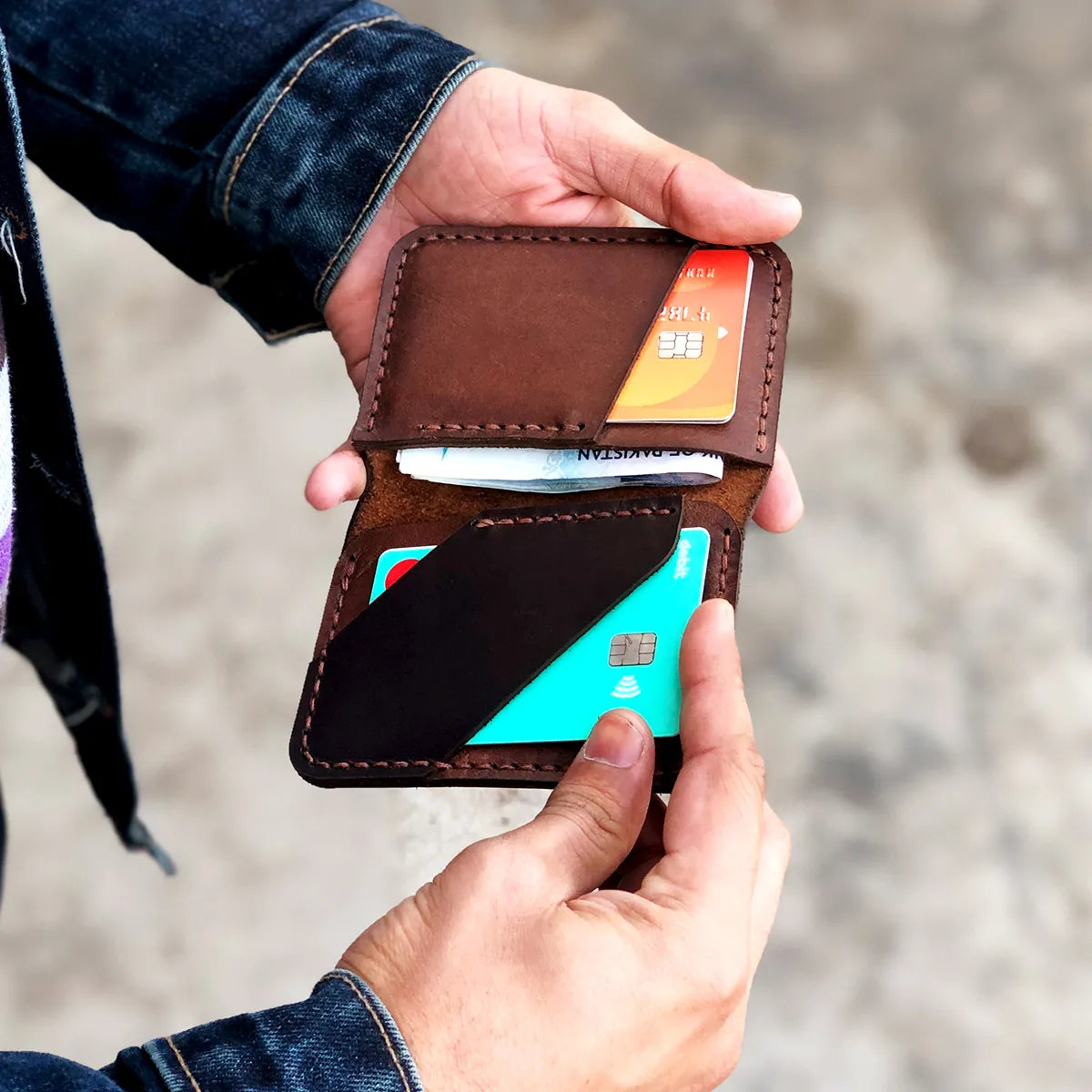 The Vertical Vogue: A Bifold Leather Wallet