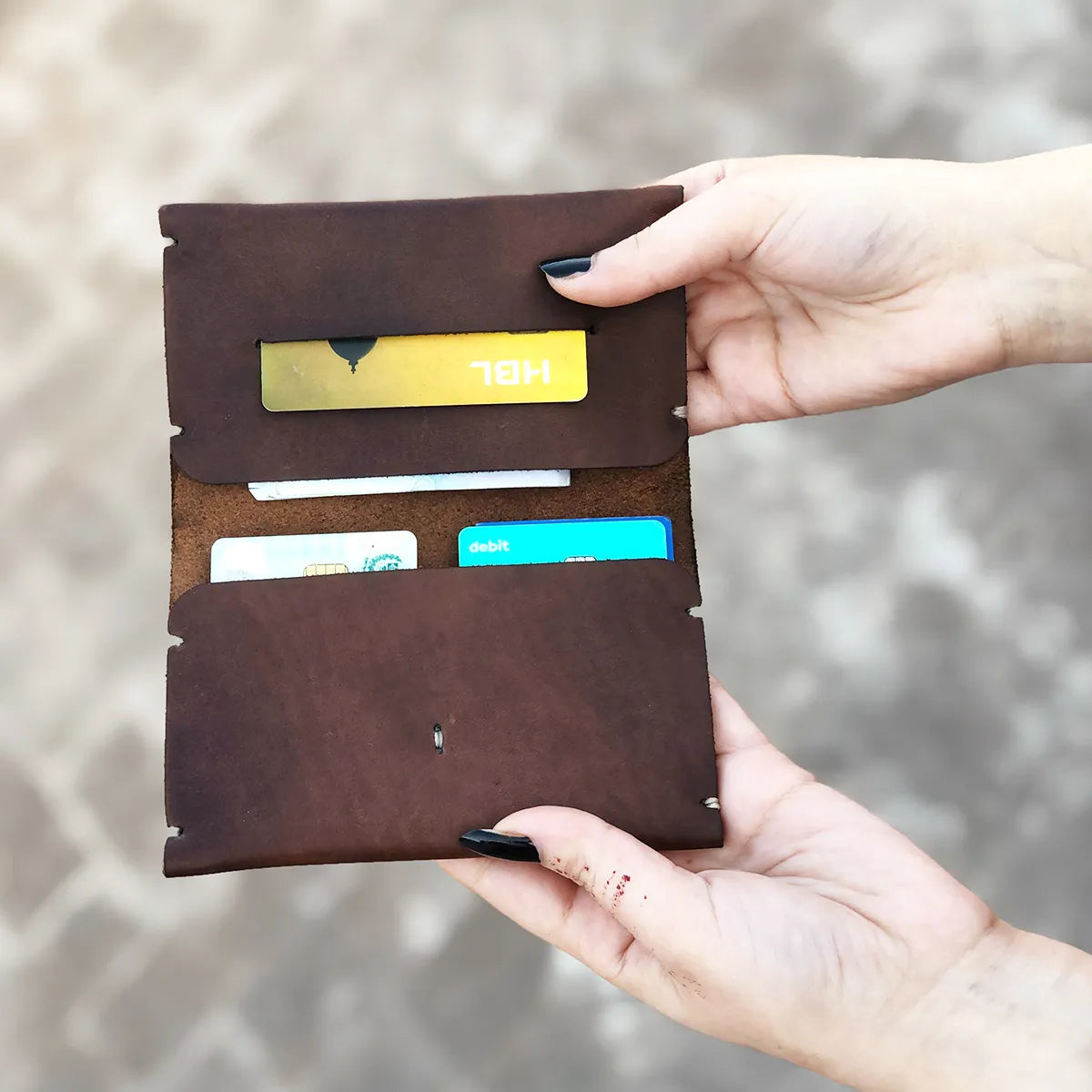 The Nova: A Semi-Stitched Leather Wallet - Brown Color