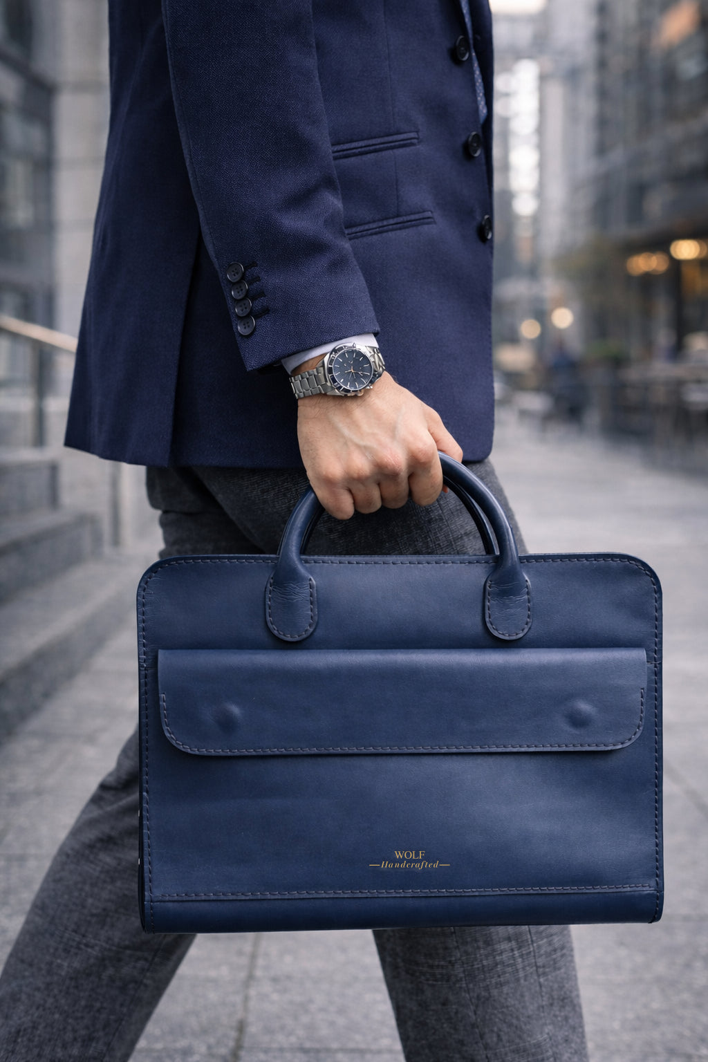 Wolf Men Breifcase - Blue Wolf Handcrafted