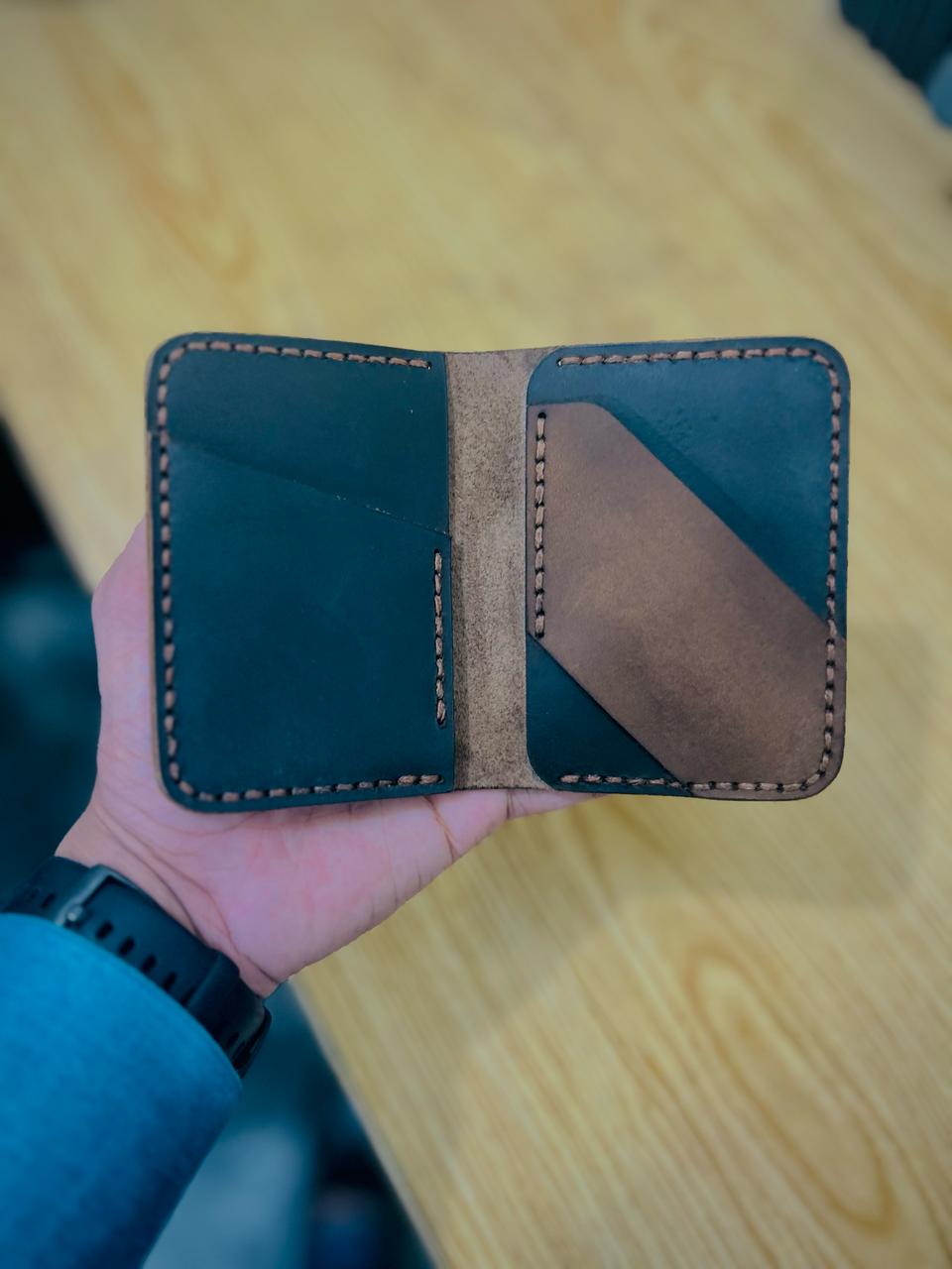 The Vertical Vogue: A Bifold Leather Wallet