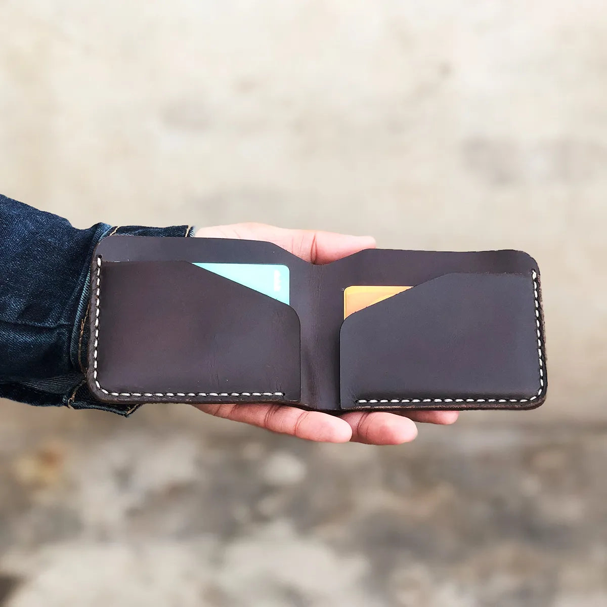 The Nexus: A Leather Bifold Wallet - Coffee Color